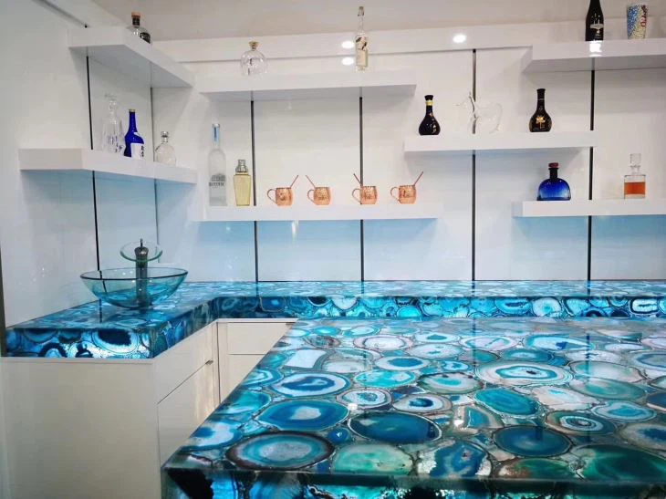 Blue Agate Onyx For Bar